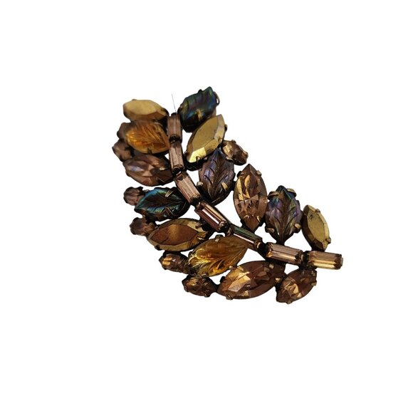 Vintage Signed Regency Molded & Metallic Glass Brooch (A4368) - Picture 4 of 6